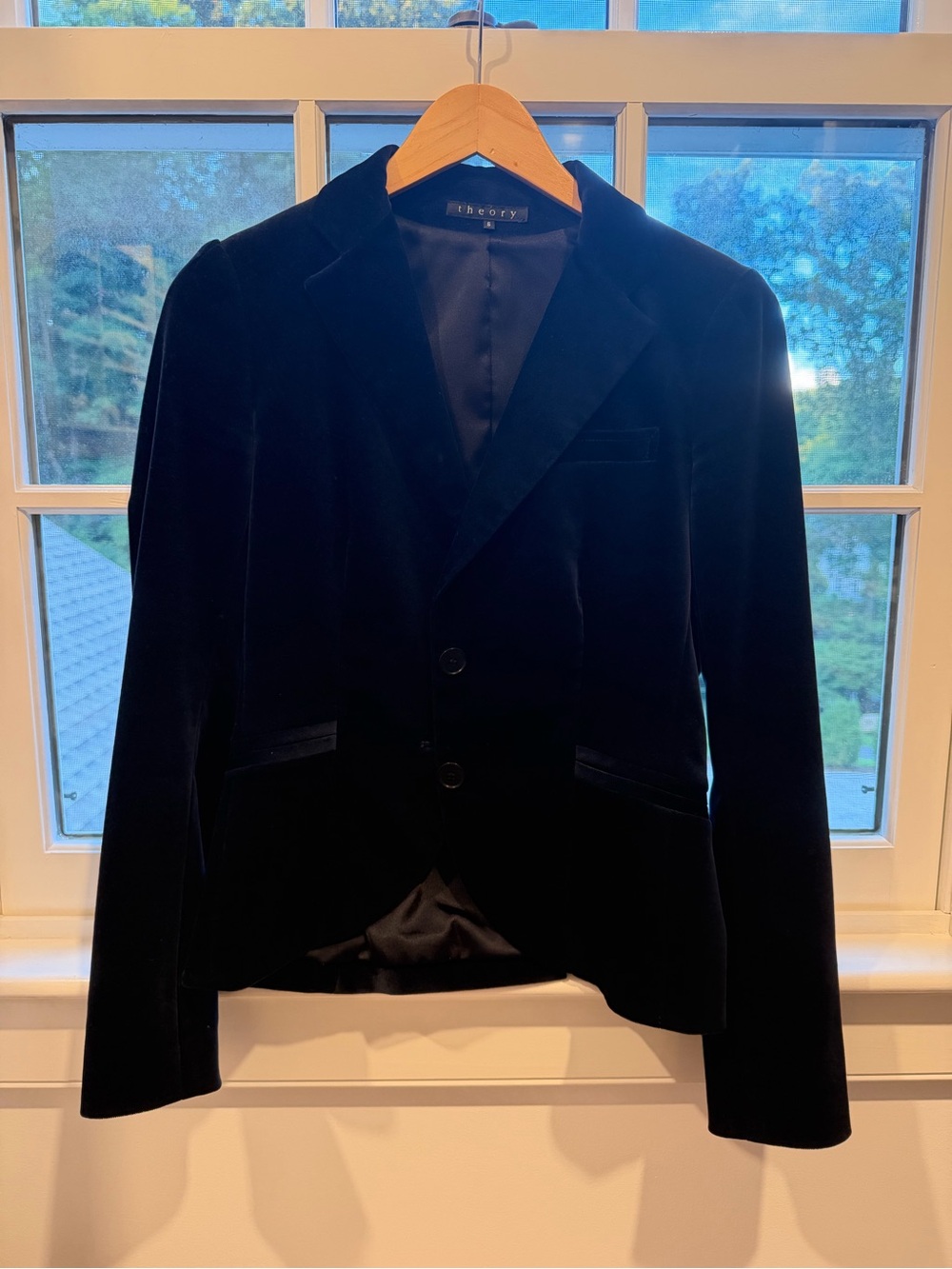 Theory Women’s Deep Navy Blue Velvet Blazer